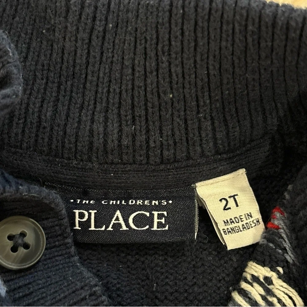 The Children’s Place Navy Fair Isle Holiday Dinosaur Sweater 2T